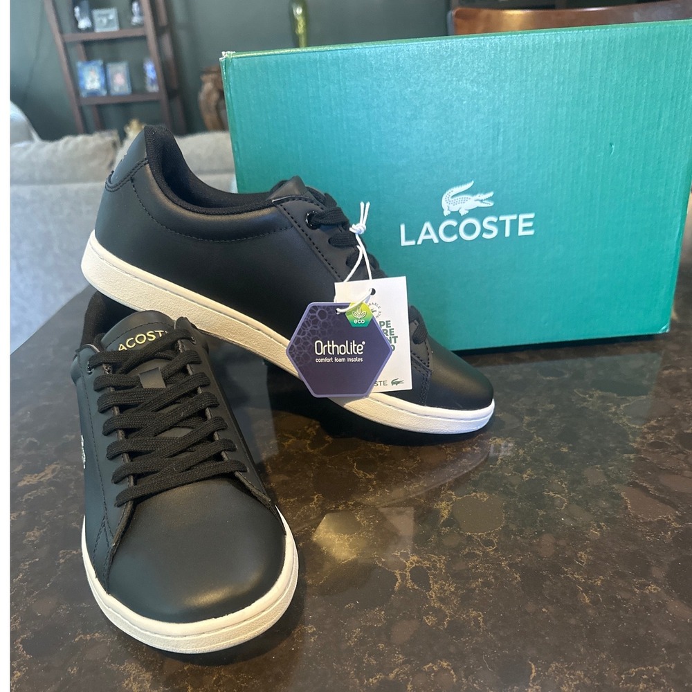 Lacoste Hydez 119 2 P SFA Womens Sneakers Black Gold Logo 737SFA00511V7 Size 8